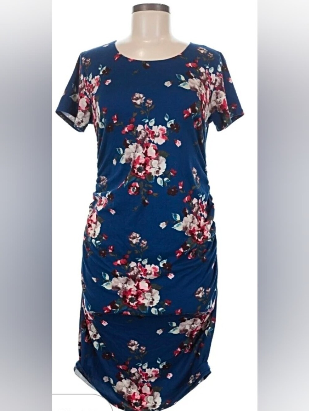 nine britton Royal Blue Floral Midi Dress